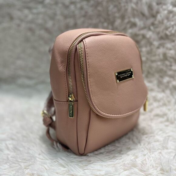 Mini Leather Backpack Cherry Pink Adjustable Straps - Picture 2 of 13